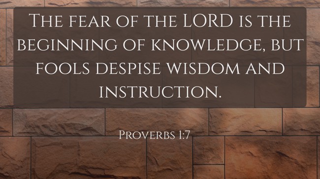 The fear of the LORD is the beginning of knowledge, but fools despise wisdom and instruction. - Proverbs 1:7