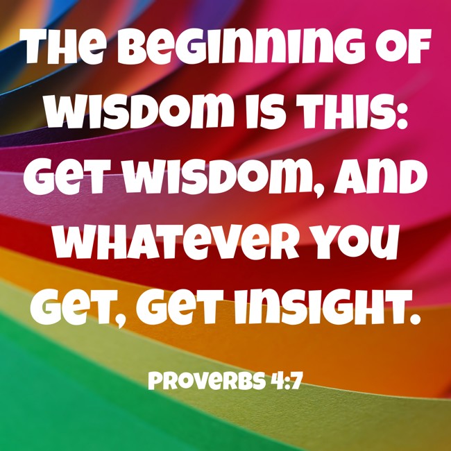 The beginning of wisdom is this: Get wisdom, and whatever you get, get insight. - Proverbs 4:7