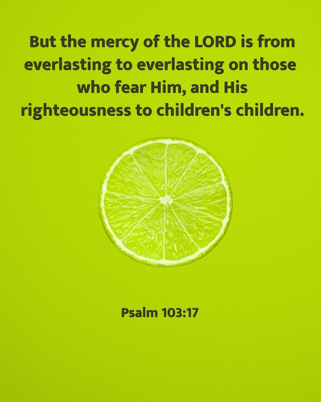But the mercy of the LORD is from everlasting to everlasting on those who fear Him, and His righteousness to children's children. - Psalm 103:17