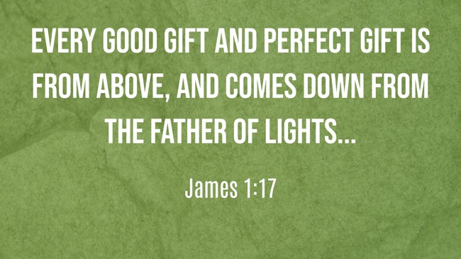 Every good gift and perfect gift is from above, and comes down from the Father of lights... - James 1:17