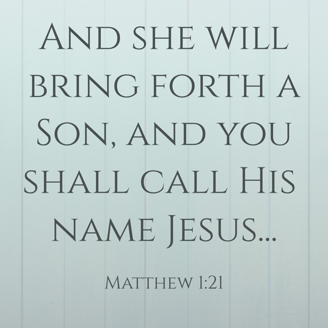 And she will bring forth a Son, and you shall call His name Jesus... - Matthew 1:21