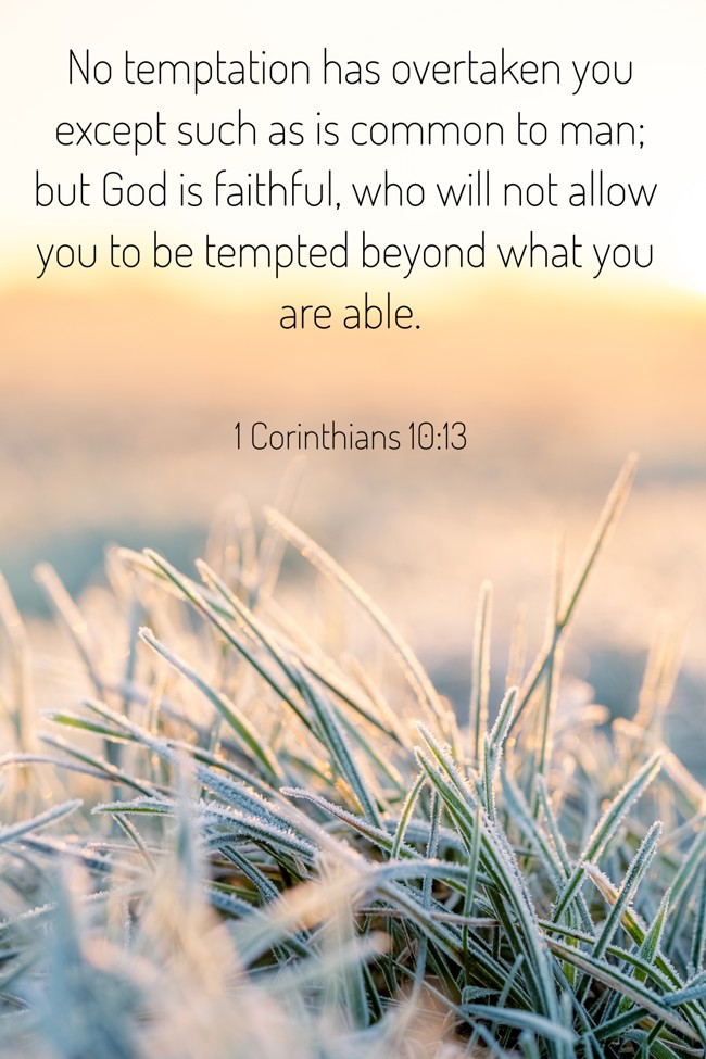 No temptation has overtaken you except such as is common to man; but God is faithful, who will not allow you to be tempted beyond what you are able. - 1 Corinthians 10:13