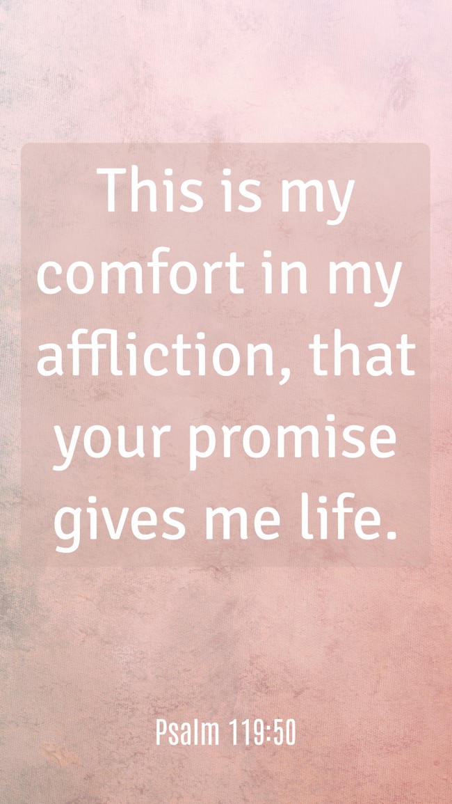 This is my comfort in my affliction, that your promise gives me life. - Psalm 119:50