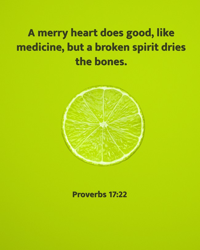 A merry heart does good, like medicine, but a broken spirit dries the bones. - Proverbs 17:22