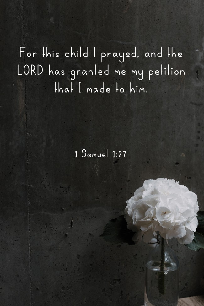  For this child I prayed, and the LORD has granted me my petition that I made to him.   - 1 Samuel 1:27 