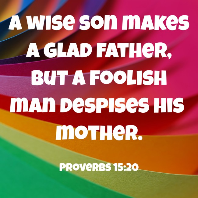  A wise son makes a glad father, but a foolish man despises his mother.   - Proverbs 15:20 