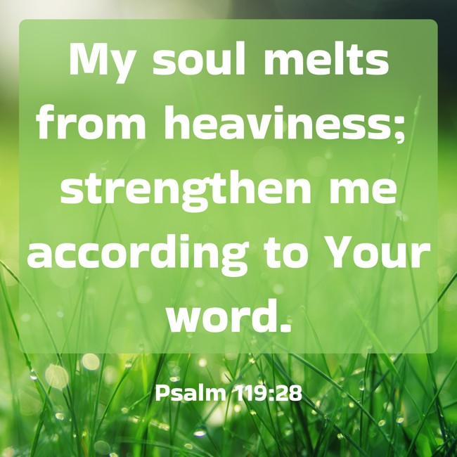 My soul melts from heaviness; strengthen me according to Your word. - Psalm 119:28