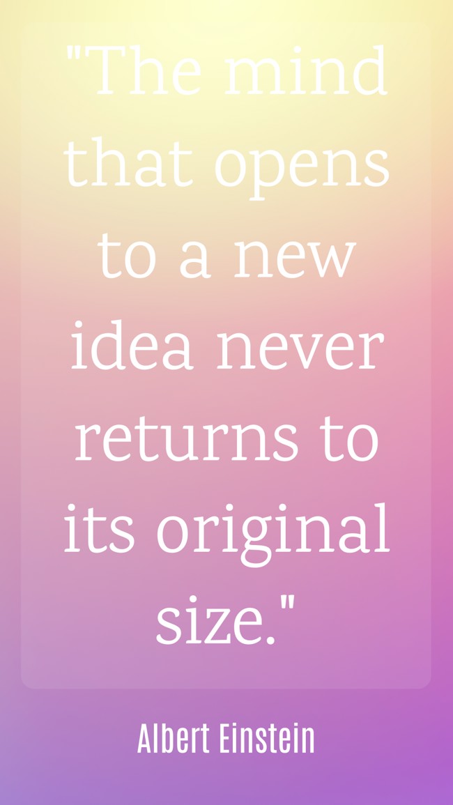 The mind that opens to a new idea never returns to its original size. - Albert Einstein