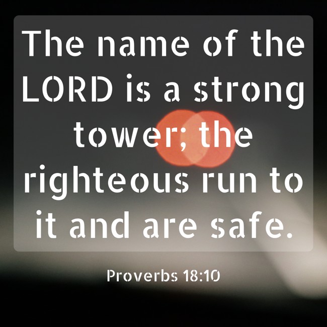 The name of the LORD is a strong tower; the righteous run to it and are safe. - Proverbs 18:10