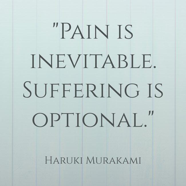  Pain is inevitable. Suffering is optional.   - Haruki Murakami 