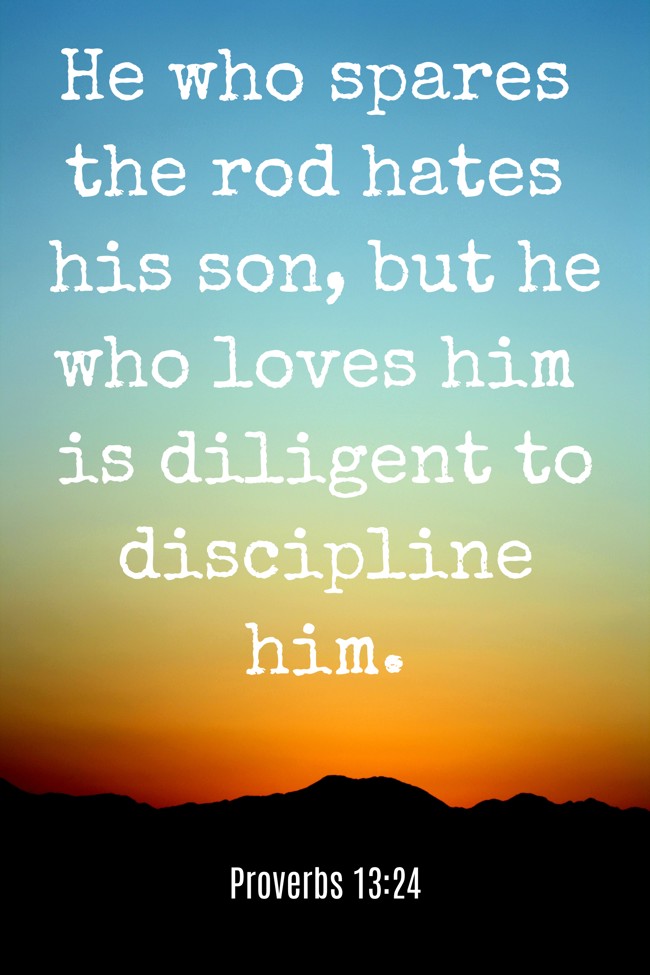 He who spares the rod hates his son, but he who loves him is diligent to discipline him. - Proverbs 13:24