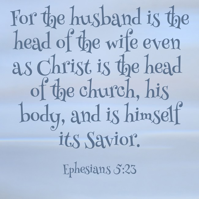 For the husband is the head of the wife even as Christ is the head of the church, his body, and is himself its Savior. - Ephesians 5:23