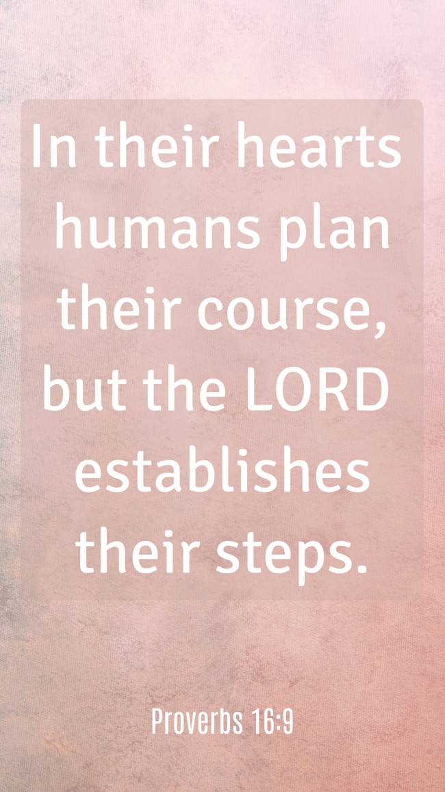 In their hearts humans plan their course, but the LORD establishes their steps. - Proverbs 16:9