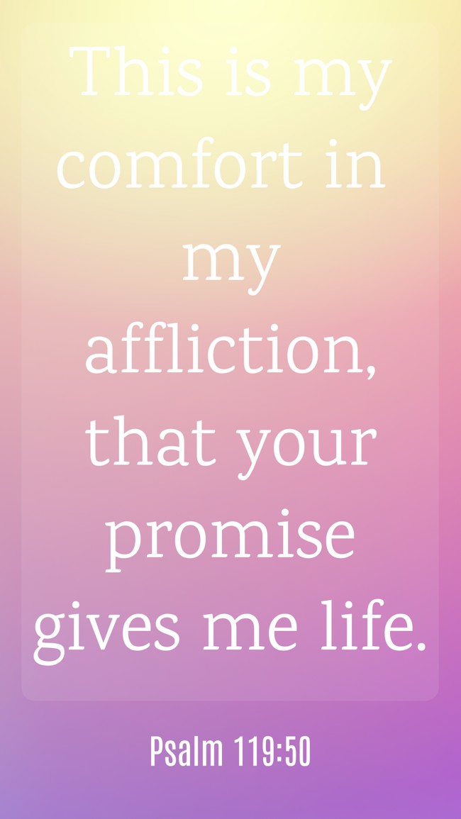 This is my comfort in my affliction, that your promise gives me life. - Psalm 119:50
