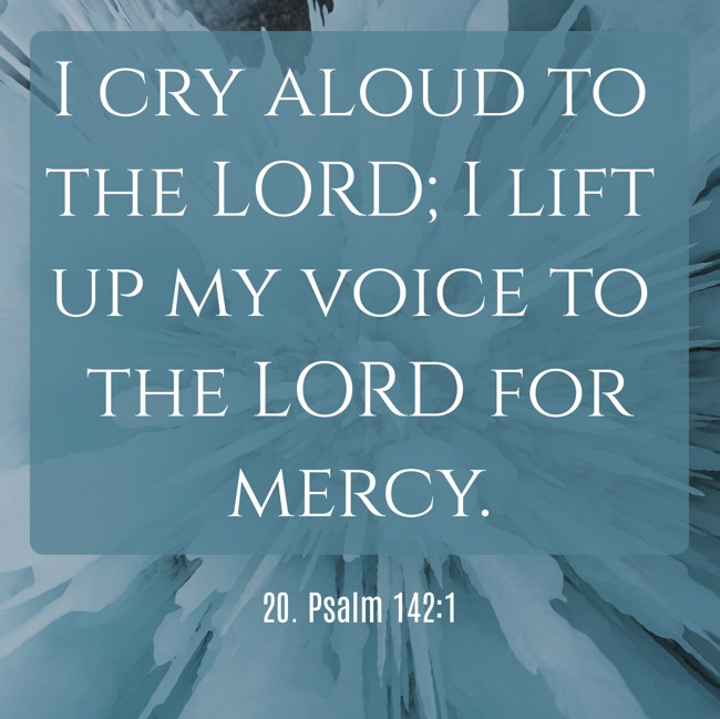 I cry aloud to the LORD; I lift up my voice to the LORD for mercy. - 20. Psalm 142:1