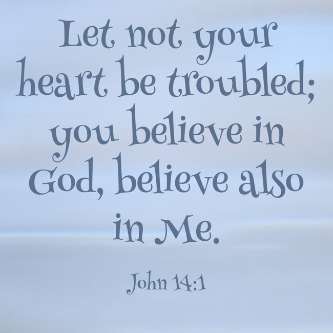 Let not your heart be troubled; you believe in God, believe also in Me. - John 14:1