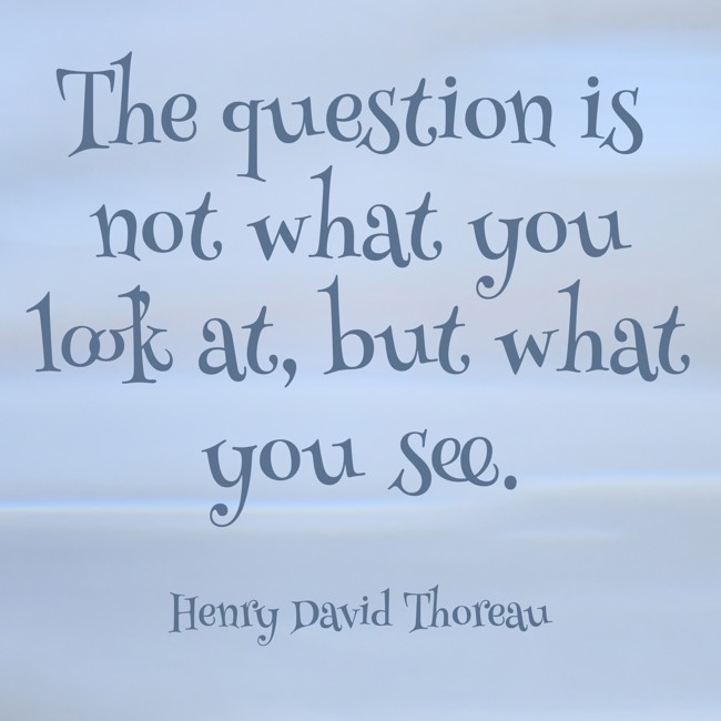The question is not what you look at, but what you see.
- Henry David Thoreau