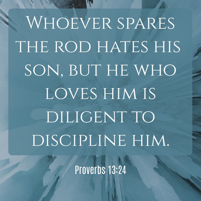  Whoever spares the rod hates his son, but he who loves him is diligent to discipline him.   - Proverbs 13:24 