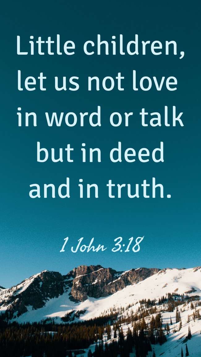  Little children, let us not love in word or talk but in deed and in truth.   - 1 John 3:18 