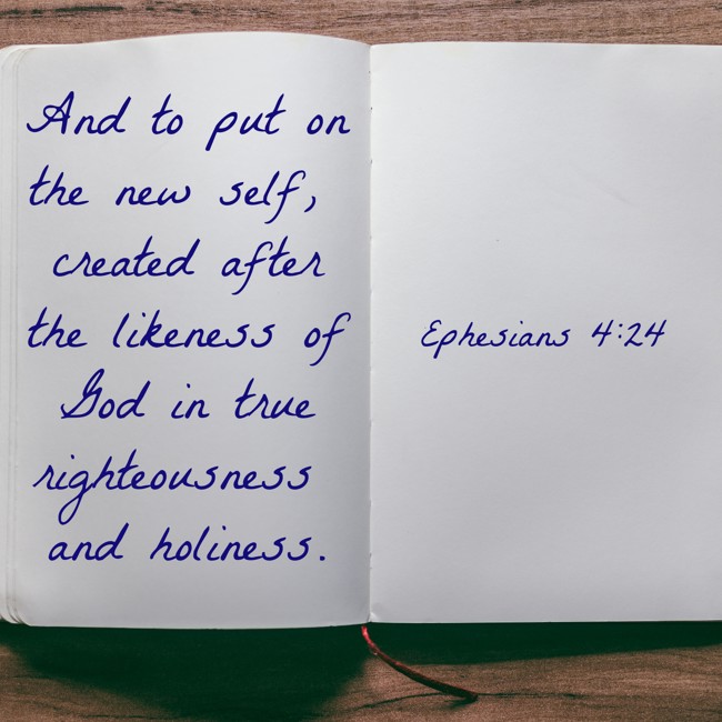 And to put on the new self, created after the likeness of God in true righteousness and holiness. - Ephesians 4:24