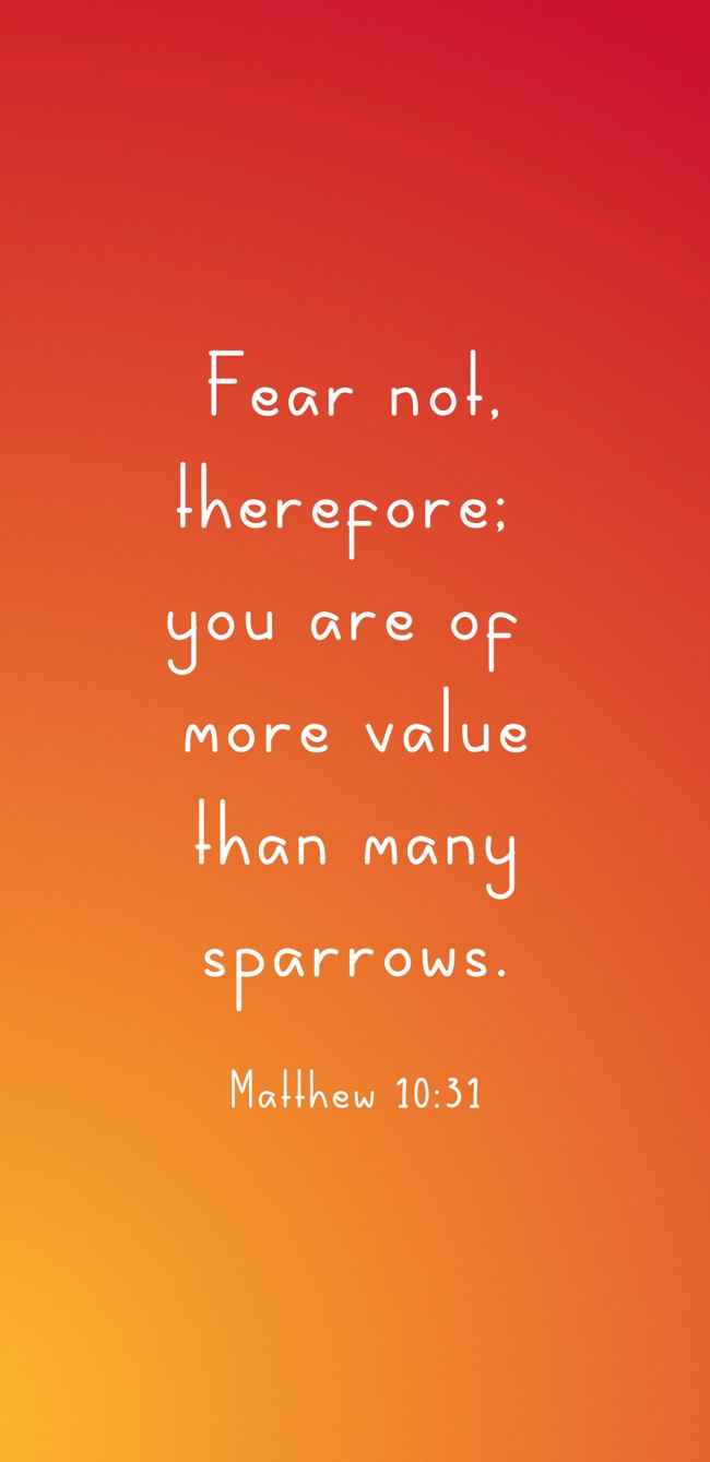 Fear not, therefore; you are of more value than many sparrows. - Matthew 10:31