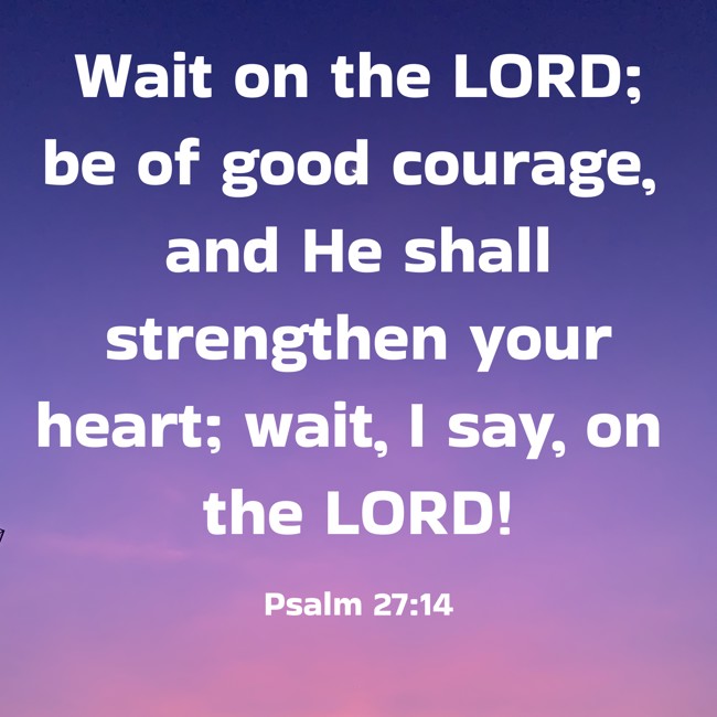 Wait on the LORD; be of good courage, and He shall strengthen your heart; wait, I say, on the LORD! - Psalm 27:14