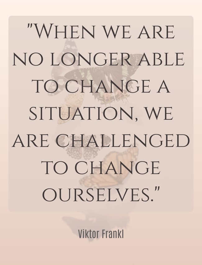 When we are no longer able to change a situation, we are challenged to change ourselves. - Viktor Frankl