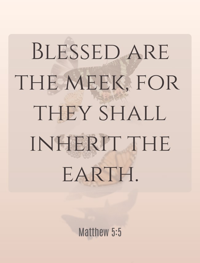 Blessed are the meek, for they shall inherit the earth. - Matthew 5:5