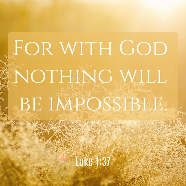 For with God nothing will be impossible. - Luke 1:37