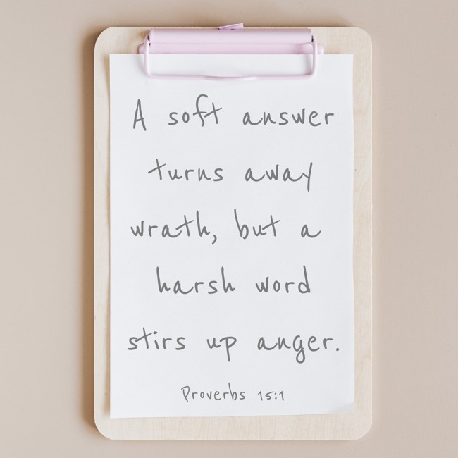 A soft answer turns away wrath, but a harsh word stirs up anger. - Proverbs 15:1