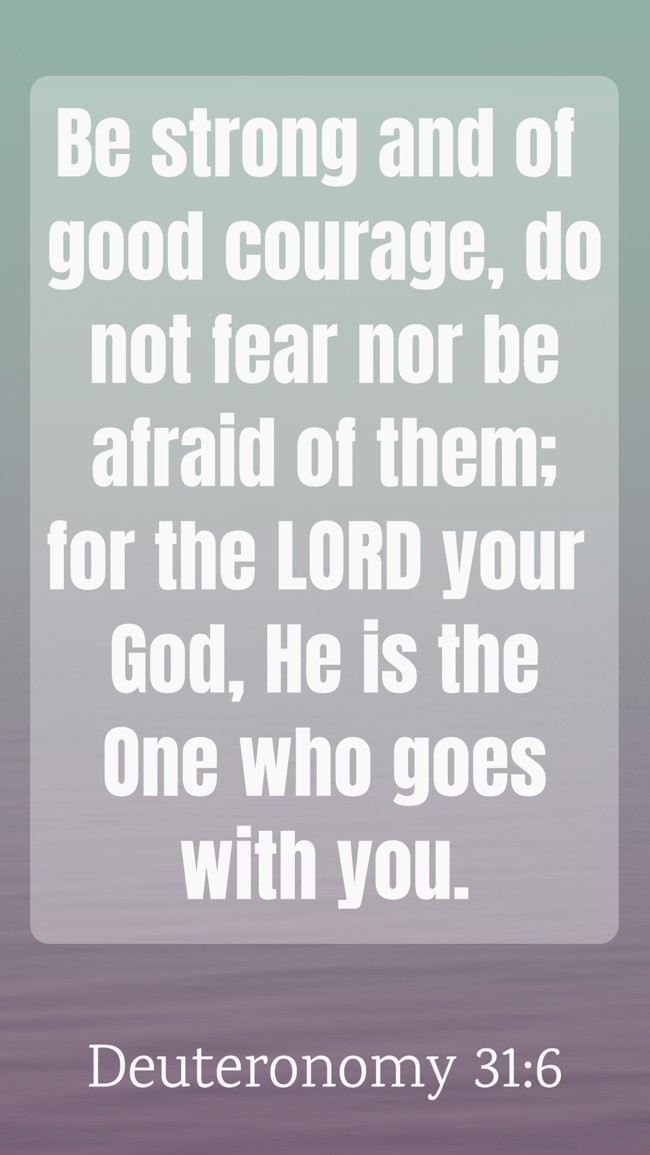  Be strong and of good courage, do not fear nor be afraid of them; for the LORD your God, He is the One who goes with you.   - Deuteronomy 31:6 