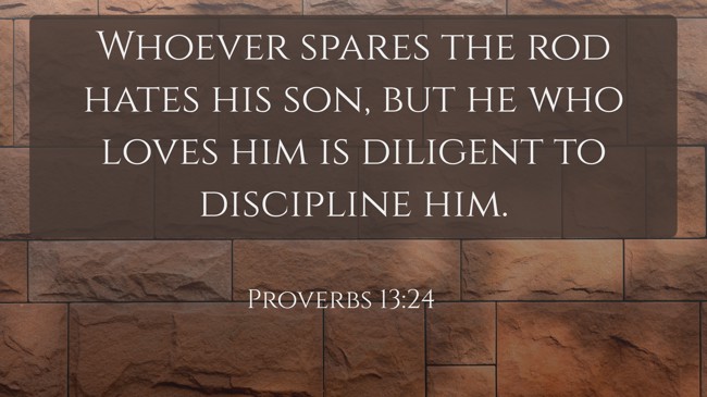 Whoever spares the rod hates his son, but he who loves him is diligent to discipline him. - Proverbs 13:24
