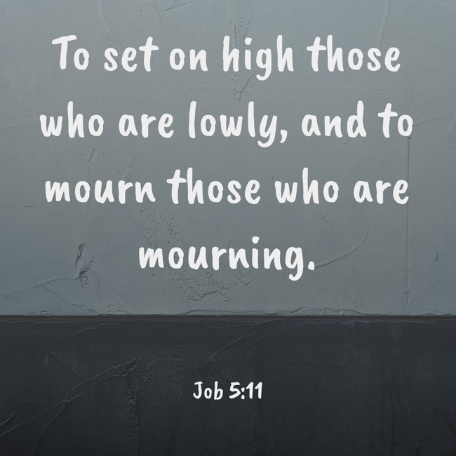 To set on high those who are lowly, and to mourn those who are mourning. - Job 5:11