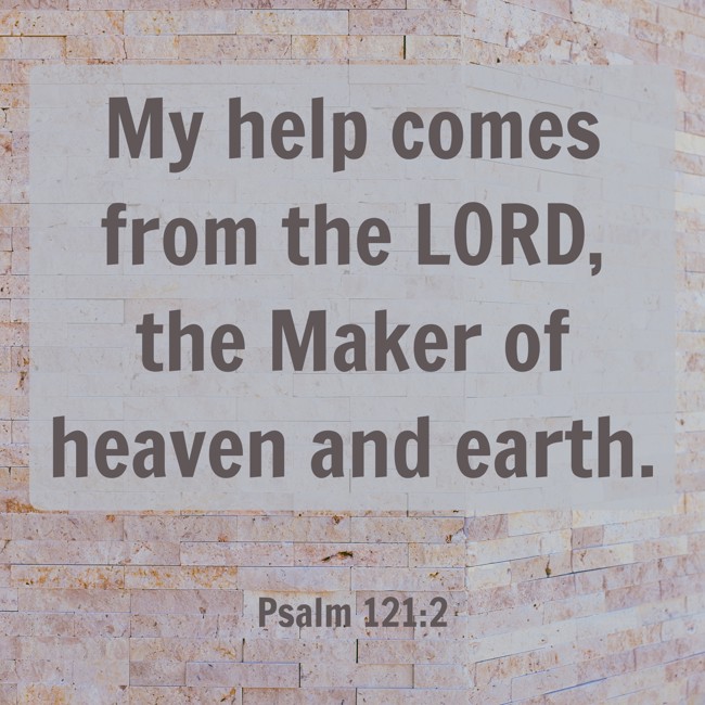 My help comes from the LORD, the Maker of heaven and earth. - Psalm 121:2