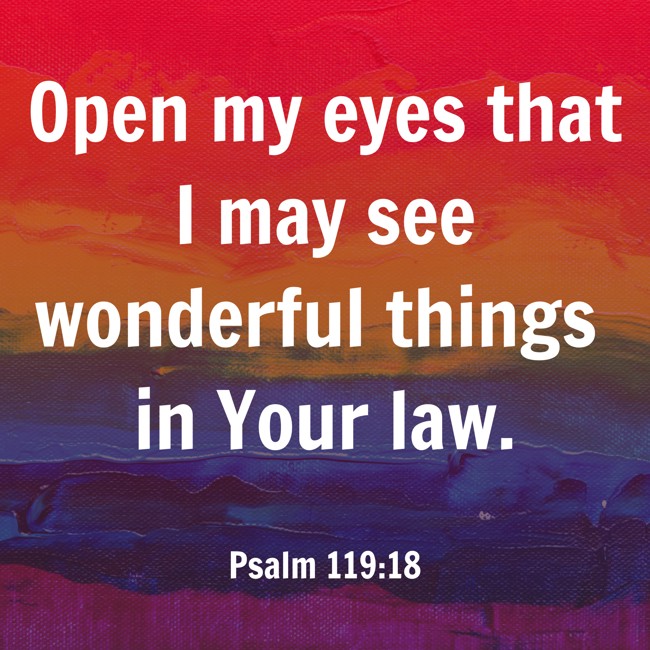 Open my eyes that I may see wonderful things in Your law. - Psalm 119:18