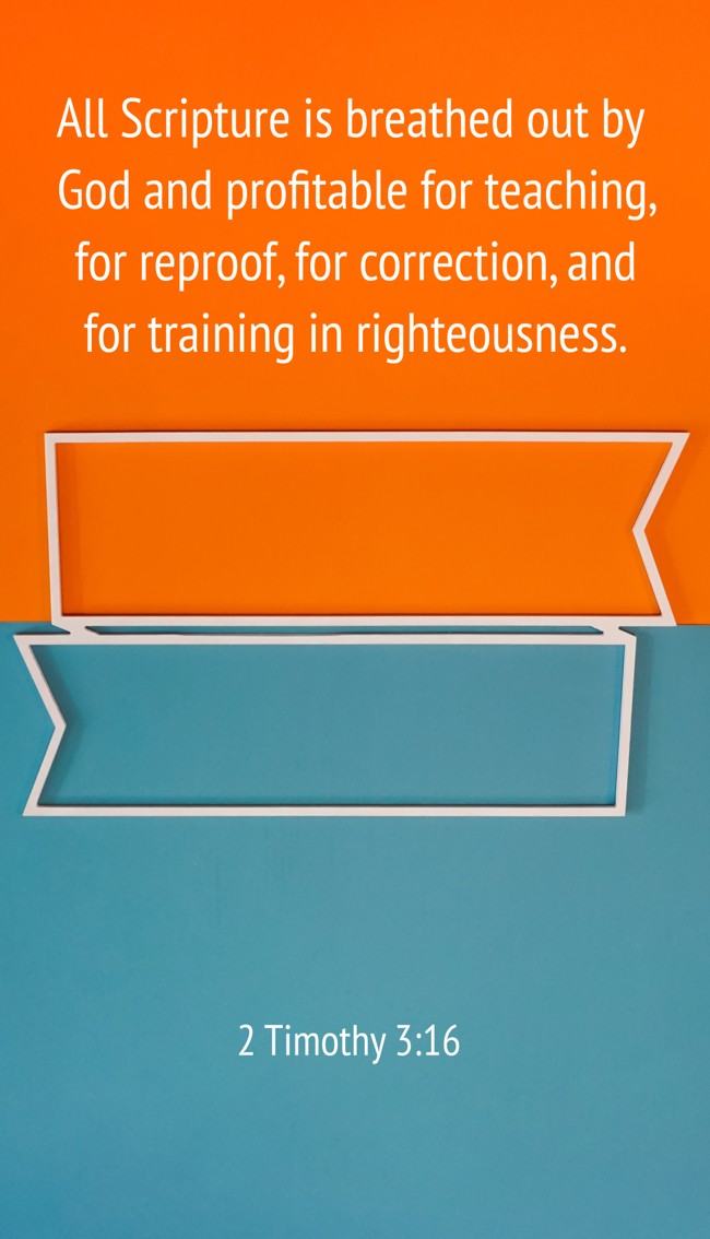 All Scripture is breathed out by God and profitable for teaching, for reproof, for correction, and for training in righteousness. - 2 Timothy 3:16