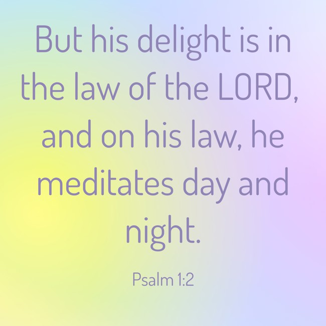 But his delight is in the law of the LORD, and on his law, he meditates day and night. - Psalm 1:2