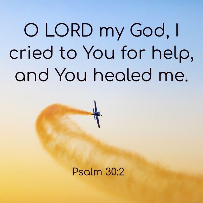 O LORD my God, I cried to You for help, and You healed me. - Psalm 30:2