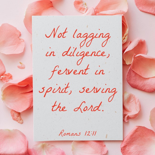 Not lagging in diligence, fervent in spirit, serving the Lord. - Romans 12:11