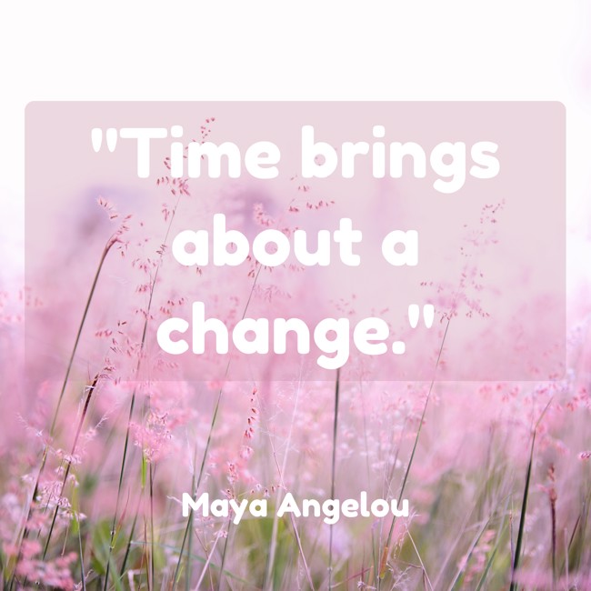  Time brings about a change.   - Maya Angelou 