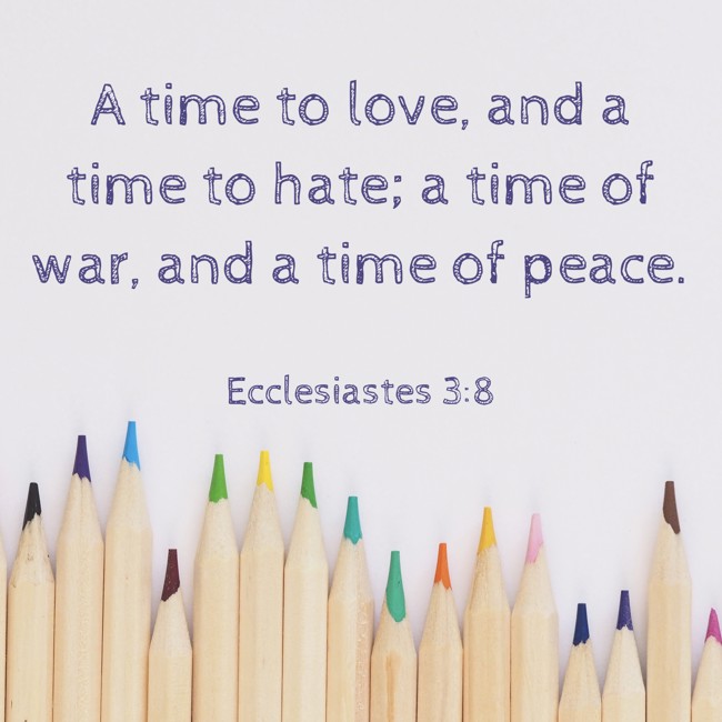 A time to love, and a time to hate; a time of war, and a time of peace. - Ecclesiastes 3:8