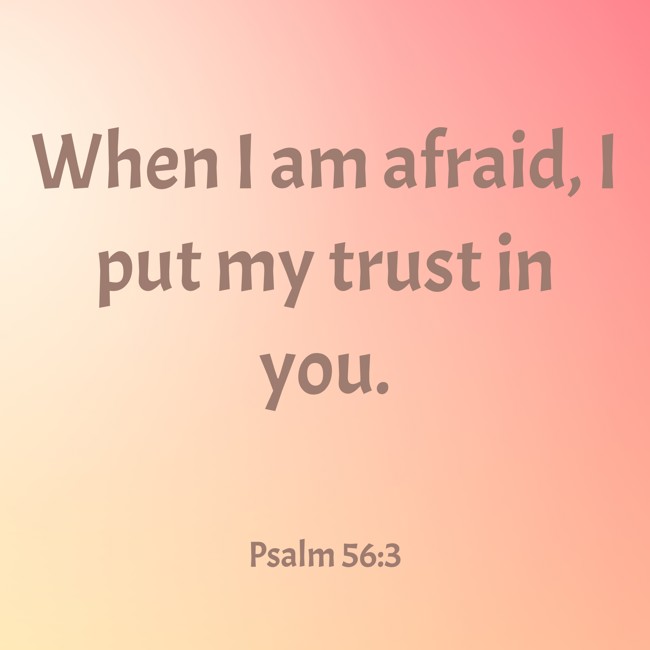 When I am afraid, I put my trust in you. - Psalm 56:3