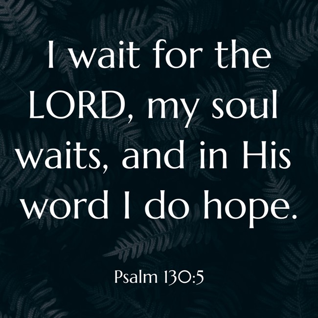 I wait for the LORD, my soul waits, and in His word I do hope. - Psalm 130:5