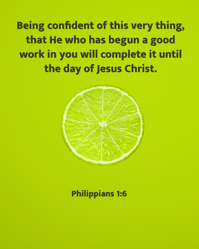 Being confident of this very thing, that He who has begun a good work in you will complete it until the day of Jesus Christ. - Philippians 1:6