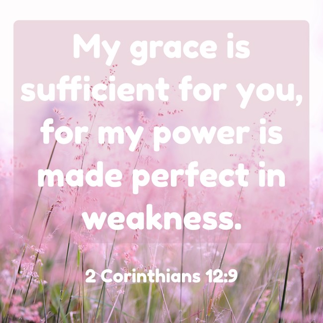 My grace is sufficient for you, for my power is made perfect in weakness. - 2 Corinthians 12:9