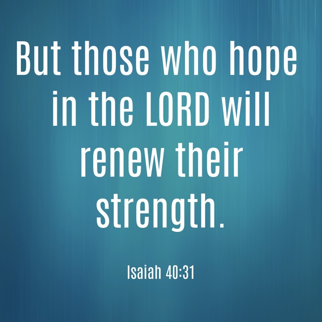 But those who hope in the LORD will renew their strength. - Isaiah 40:31