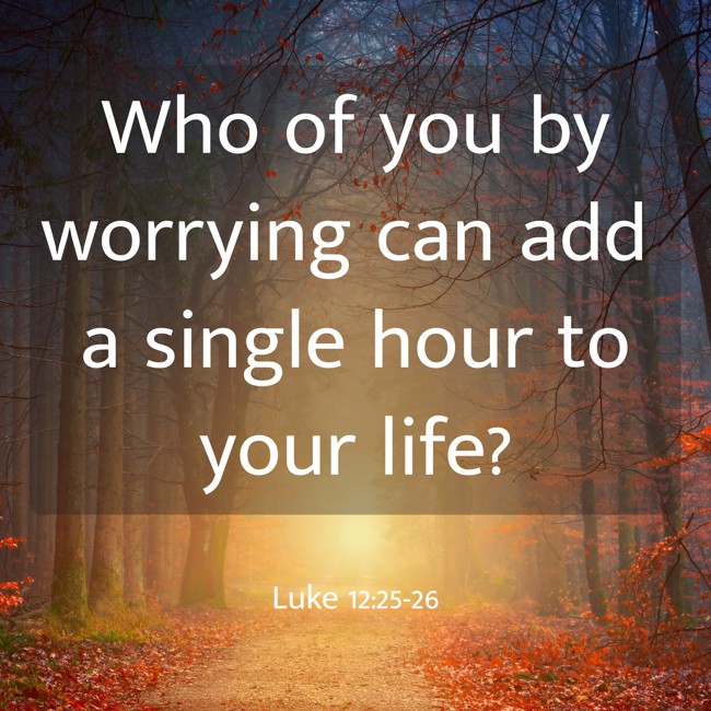 Who of you by worrying can add a single hour to your life? - Luke 12:25-26