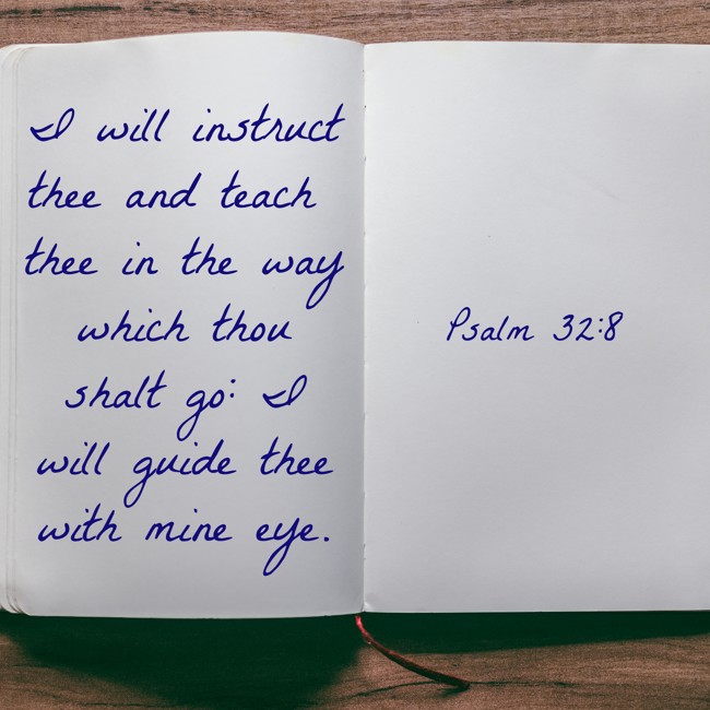 I will instruct thee and teach thee in the way which thou shalt go: I will guide thee with mine eye. - Psalm 32:8