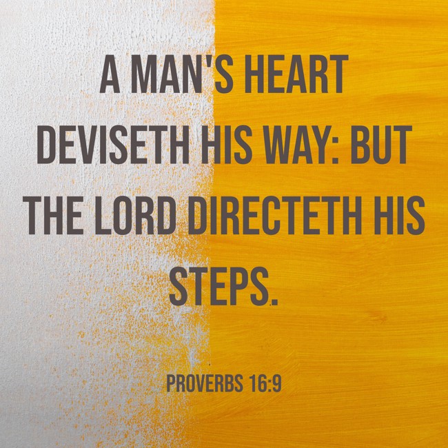 A man's heart deviseth his way: but the LORD directeth his steps. - Proverbs 16:9
