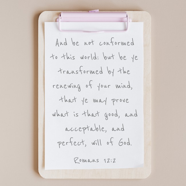 And be not conformed to this world: but be ye transformed by the renewing of your mind, that ye may prove what is that good, and acceptable, and perfect, will of God. - Romans 12:2